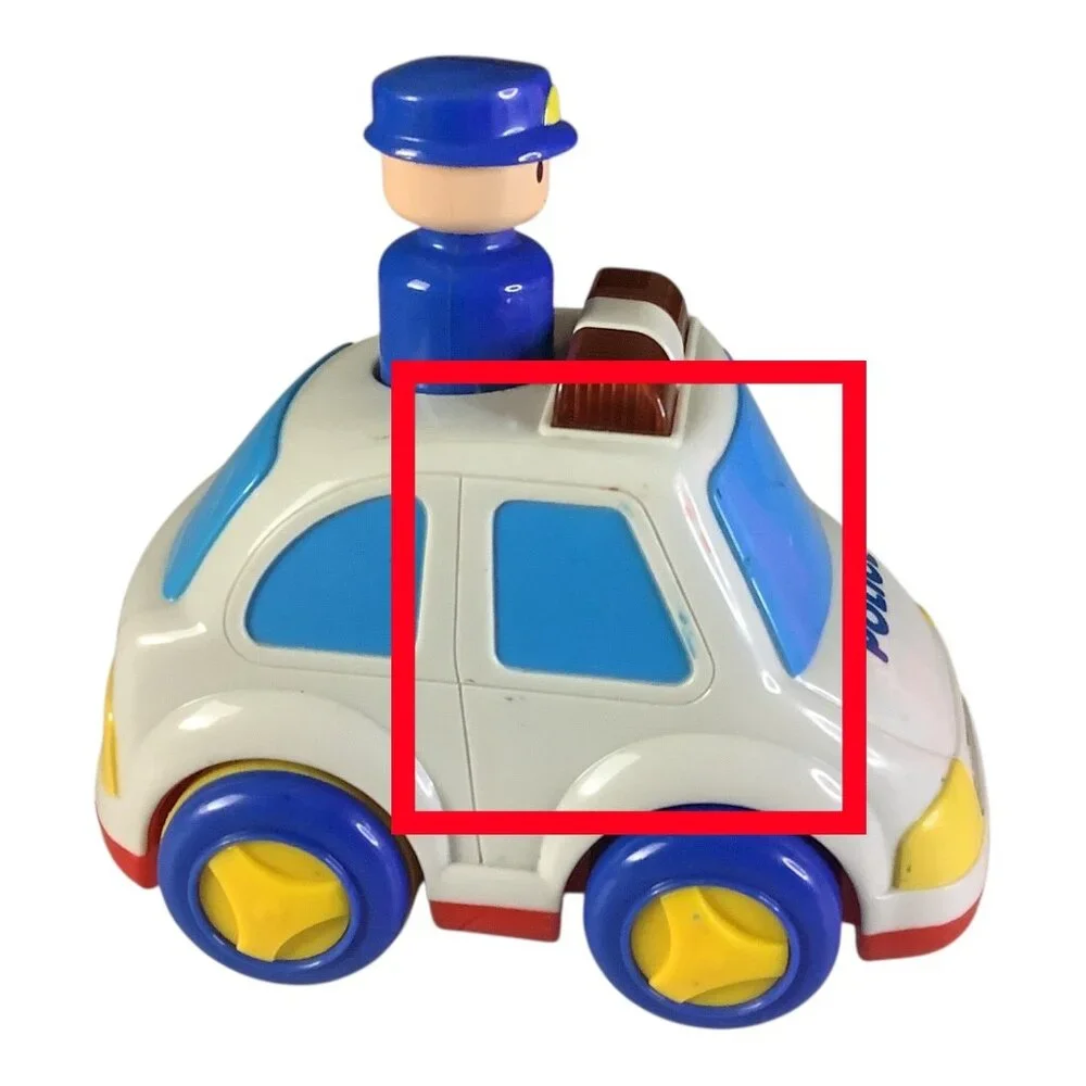 Vintage Megcos‎ Press N Go Emergency Toy Car Blue Yellow Wheels